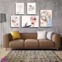 تابلو شاسی بکلیت طرح نقاشی مدرن مینیمال چهره مدل SH-1811 مجموعه 5 عددی