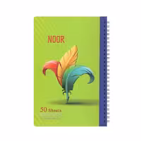 دفتر خطی سیمی 50 برگ جلد گلاسه طرح دار نور