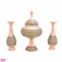 ست شکلات خوری و گلدان جفت خاتم کاری کد 7352