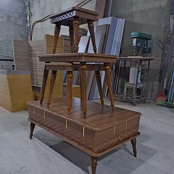 جلو مبلی مستطیلی و میز عسلی ام دی اف  رویه وکیوم کره ای ضد خش 