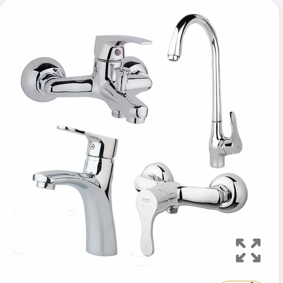 ست 4تیکه شیر صدف کروم  شرکت راسان ( ضمانت 5 ساله بدنه و 2 ساله قطعات))