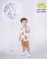 تیشرت شلوارک خرس کرم مهتا کد 1523