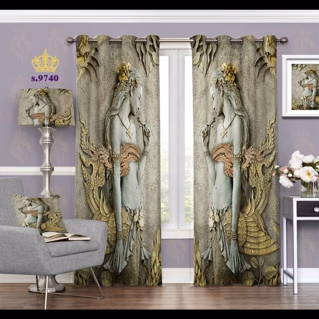 پرده اتاق خواب دخترانه دو قواره طرح الهه کد S9740