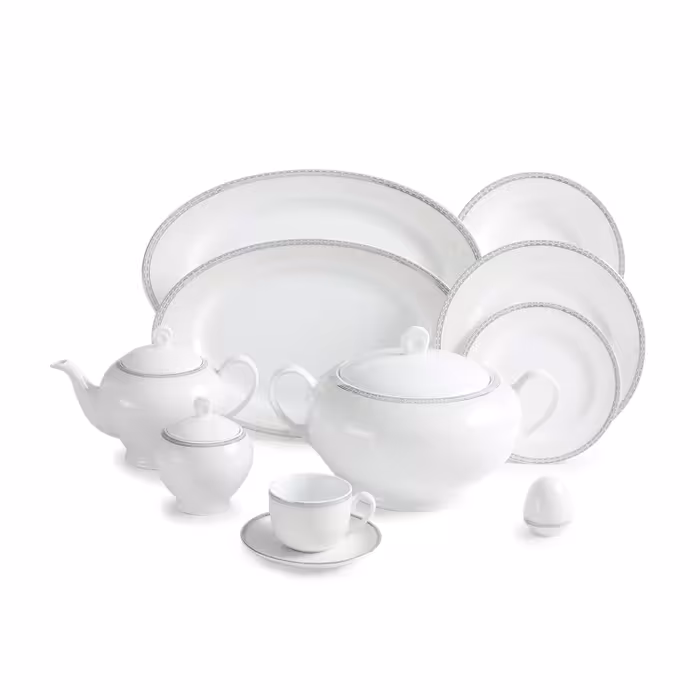 سرویس چینی زرین 12 نفره کامل ریوا پلاتینی (102 پارچه)