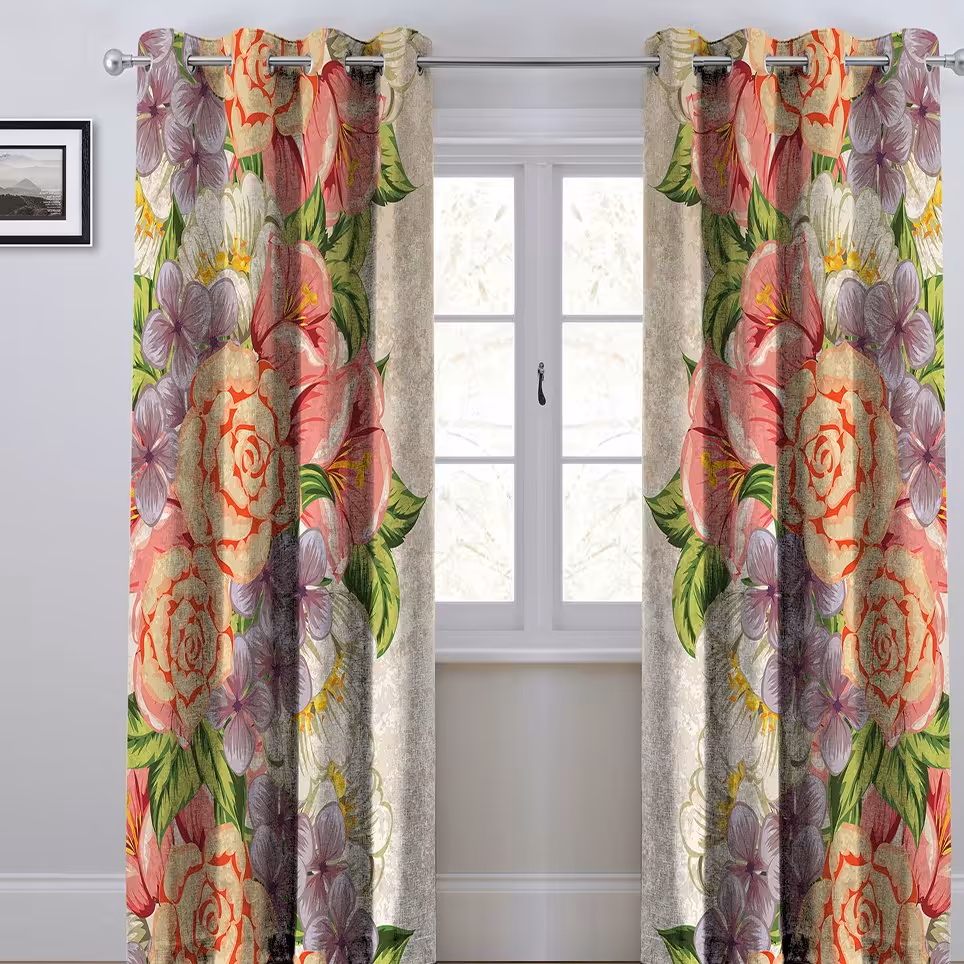 پرده پانچی مدل گل رز ابعاد ارتفاع 280درعرض145