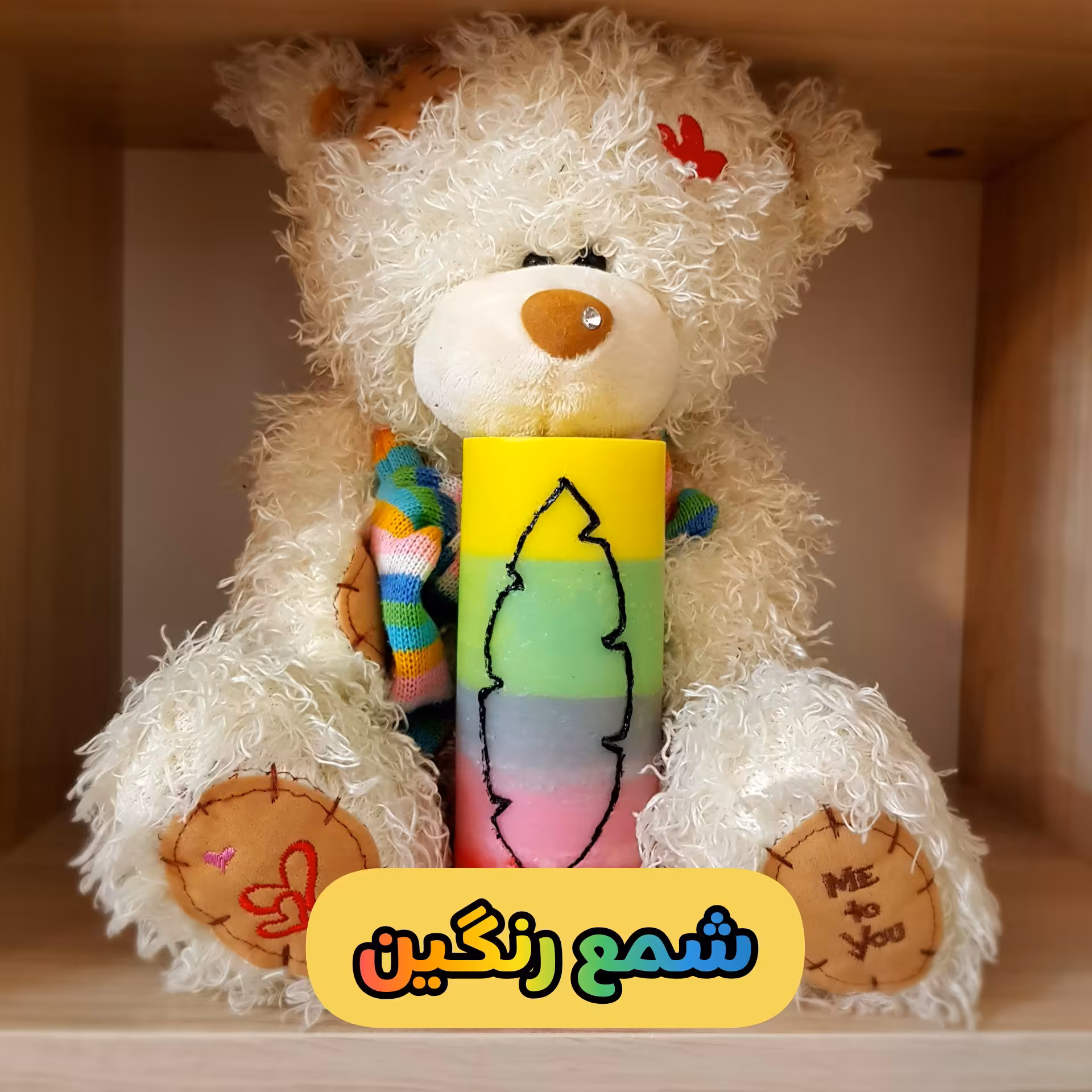 شمع استوانه رنگین،بلندی 14سانت در قطر 6سانت