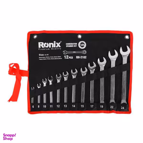 آچار یک سر تخت یک سر رینگ رونیکس (Ronix) مدل RH-2102 مجموعه 12 عددی