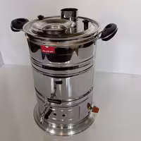 سماور گازی استیل پنج لیتری تنوره دار دوتکه