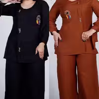 ست تونیک شلوار دکمه نما سرخپوست جنس لیندو