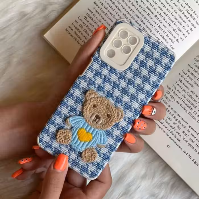 کاور مدل آیفون سامسونگ شیائومی  خرس تدی کاموایی پارچه ای