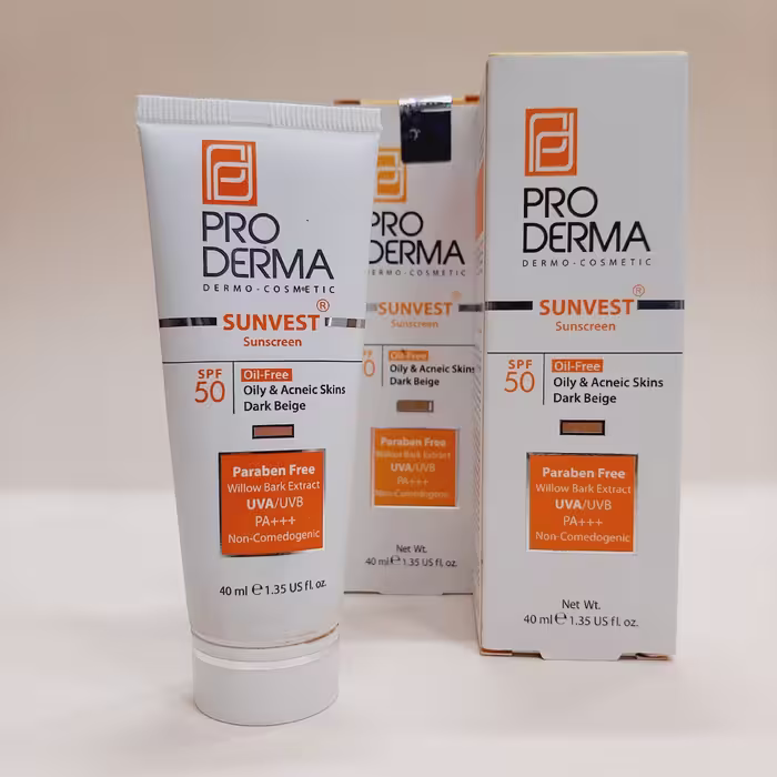 ضدآفتاب رنگی پوست چرب پرودرما- SPF 50 - دارک بژ 