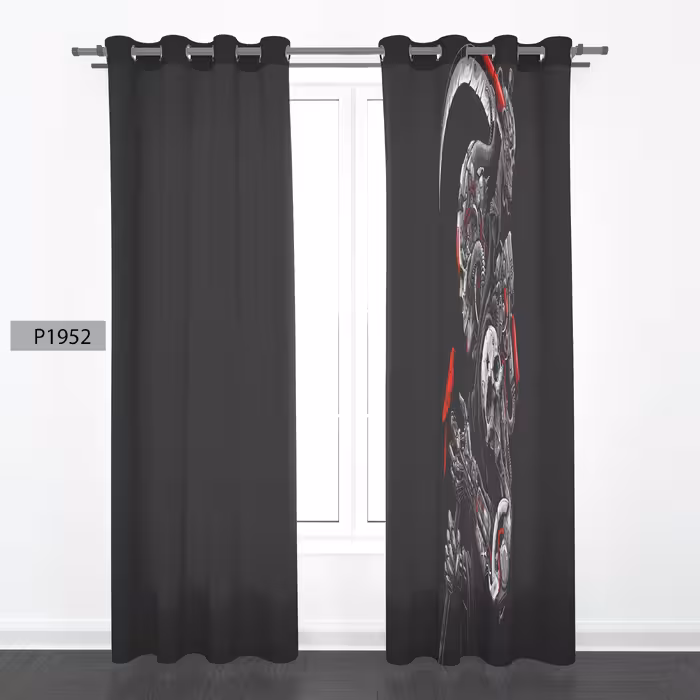 پرده هازان چاپی دو قواره دوخته شده پانچ شده هر قواره عرض 140ارتفاع190کد.1952