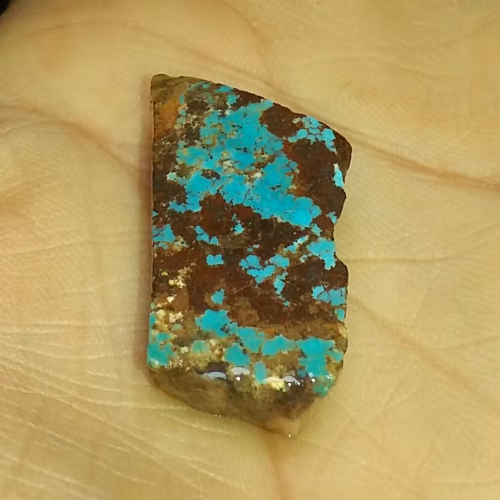 اسلایس سنگ راف فیروزه اصل نیشابور مختص تراش و پولیش برای نگین یا کلکسیون کد 10462