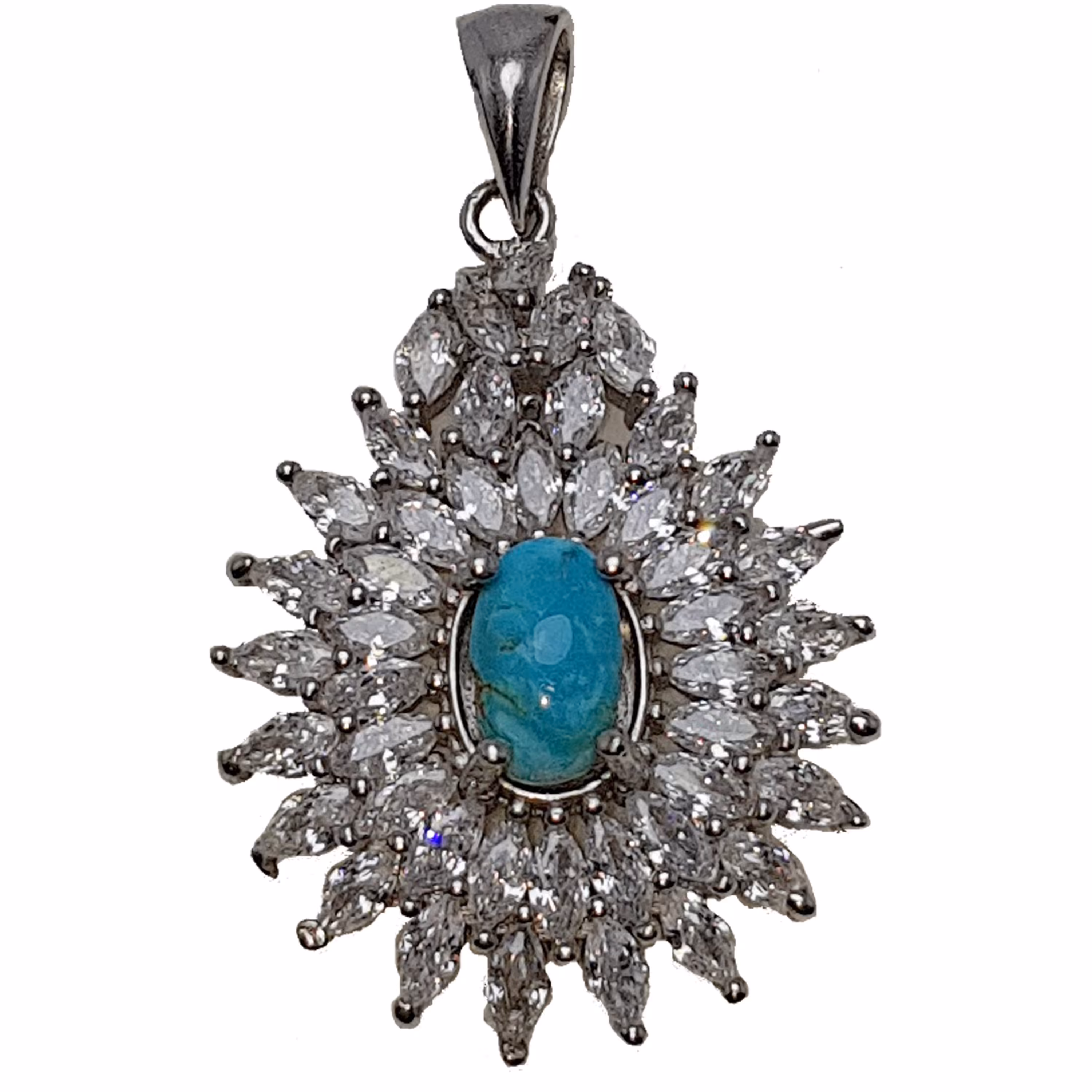 گردنبند فیروزه نیشابور ی نقره زنانه طرح افروز