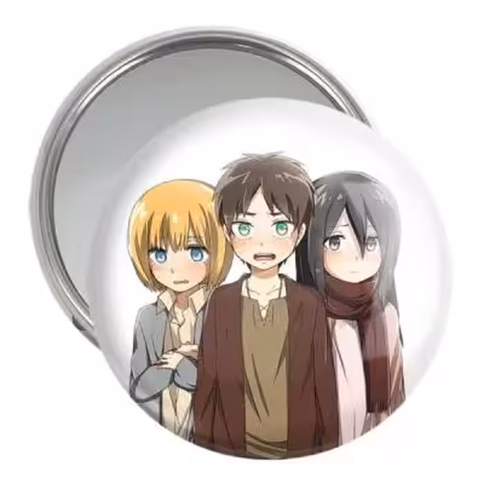 آینه جیبی خندالو مدل ارن و میکاسا و ارمین انیمه اتک آن تایتان Attack on Titan کد 11030