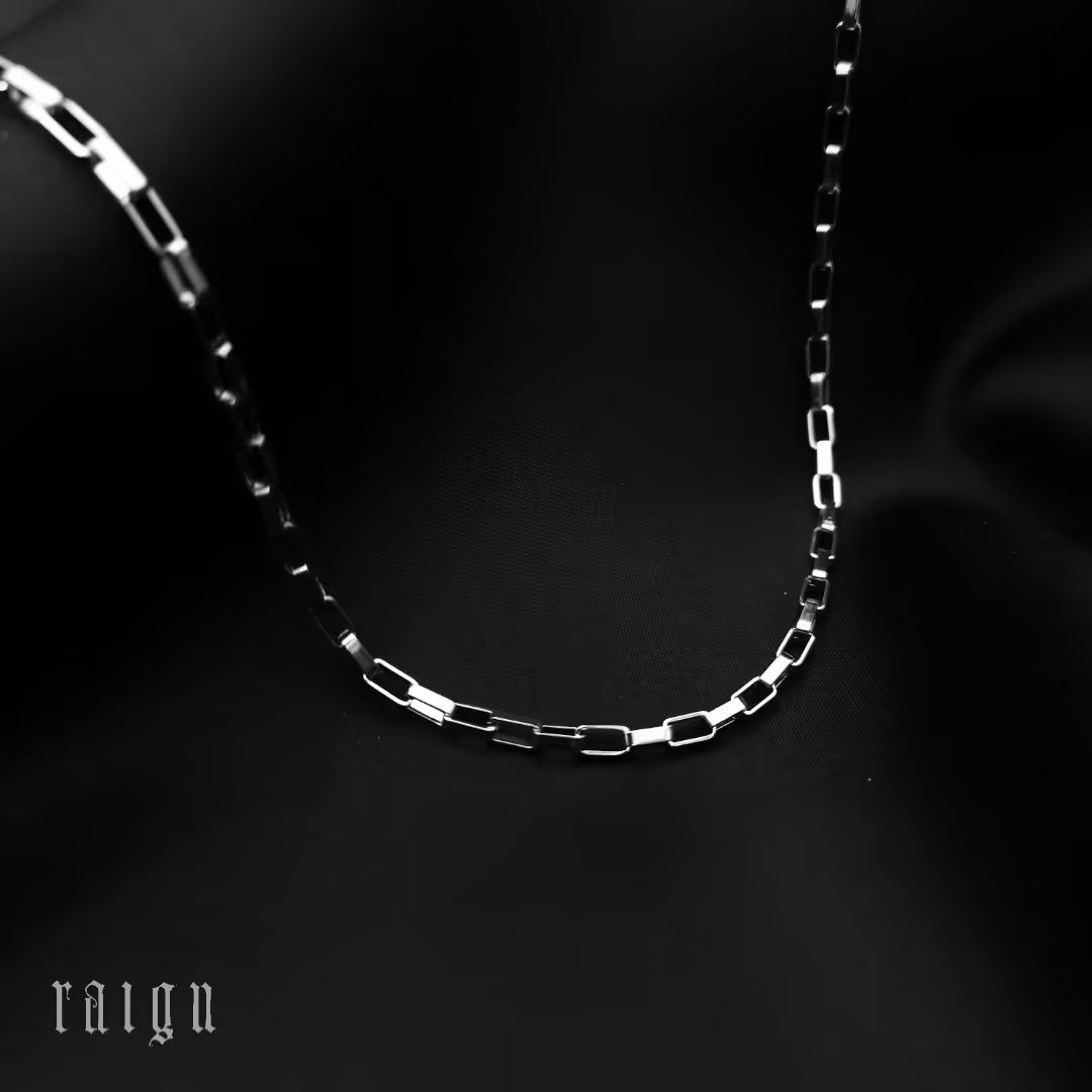 گردنبند آجری استیل رنگ نقره ای عرض 2 میل