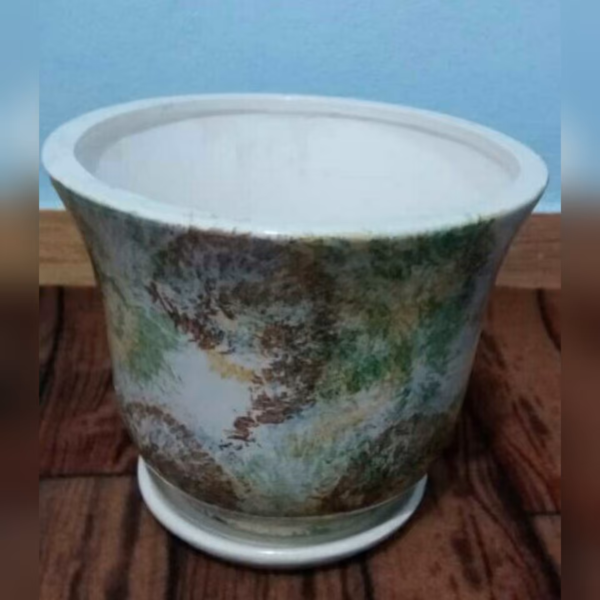 گلدان سرامیکی پرطاووسی با زیرگلدانی(ارسال رایگان به نوشهر)
