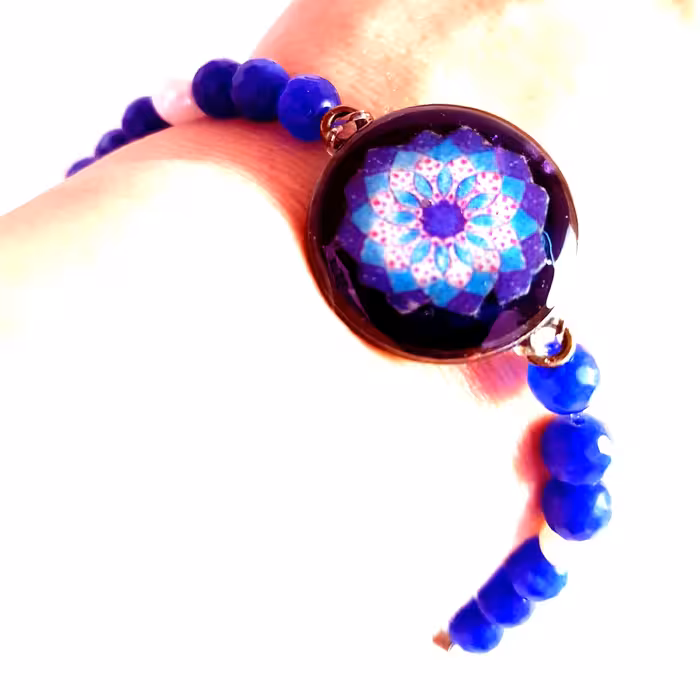 دستبند رزینی طرح مینا کاری