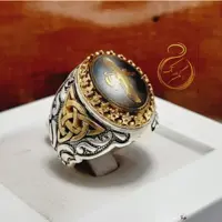 نگین حدید طلایی با رکاب نقره مردانه کیفیت بالا. 