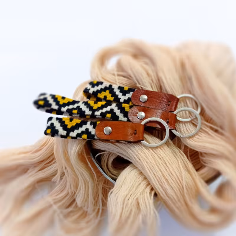 جاکلیدی چرم و گلیم دستبافت کوچک آویز حلقه کد 20