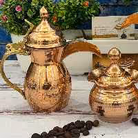 دله عربی کوچک قهوه جوش مسی طرحدار مس زنجان 2 شات 