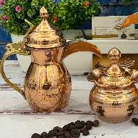 دله عربی کوچک قهوه جوش مسی طرحدار مس زنجان 2 شات 