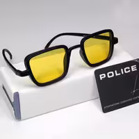 عینک آفتابی مردانه و زنانه پلیس POLICE کیفیت بالا و دید در شب شیشه زرد بدنه مشکی