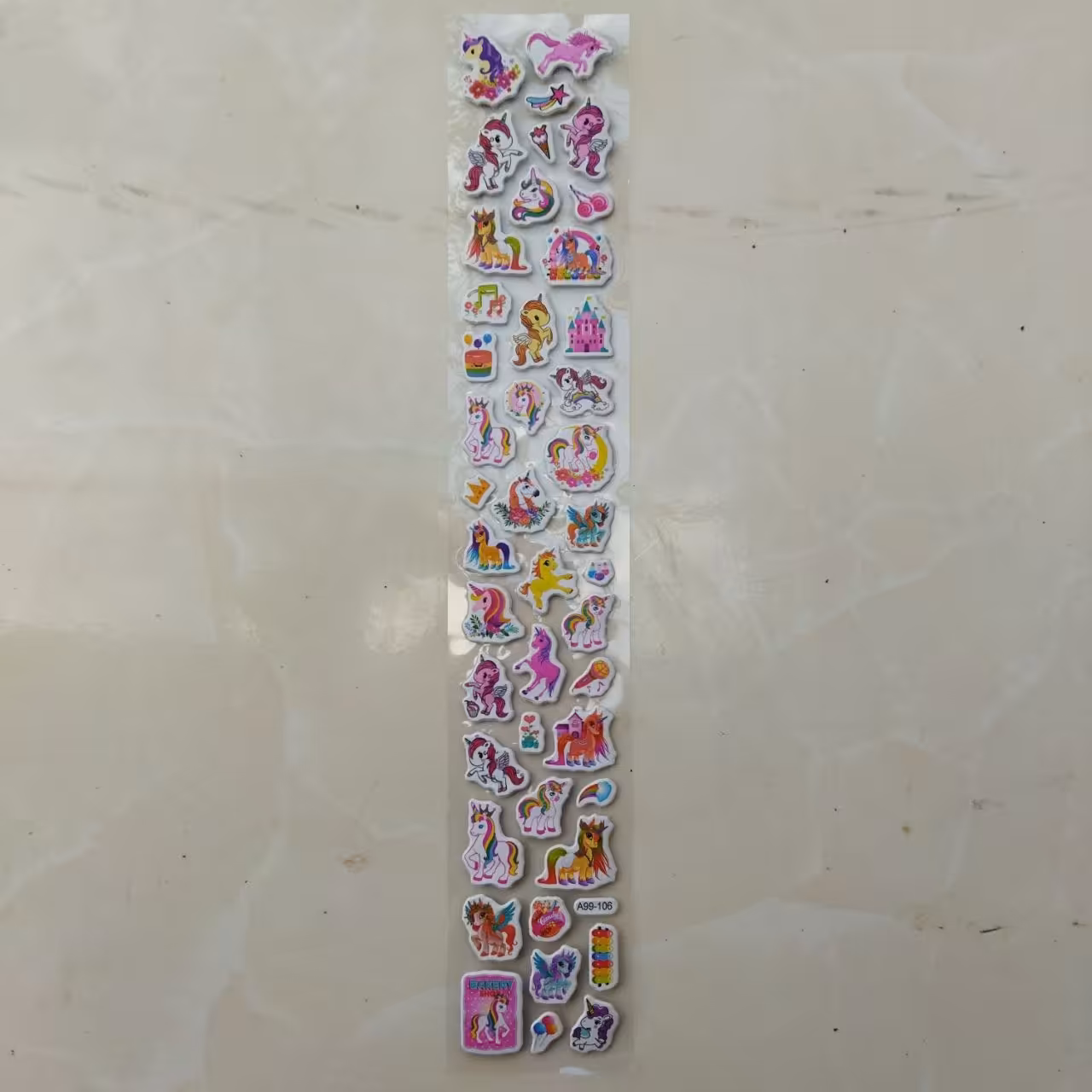 برچسب استیکر برجسته بلند طرح یونیکورن تک شاخ  سایز 5 در 30 سانت مجموعہ 43 عددی