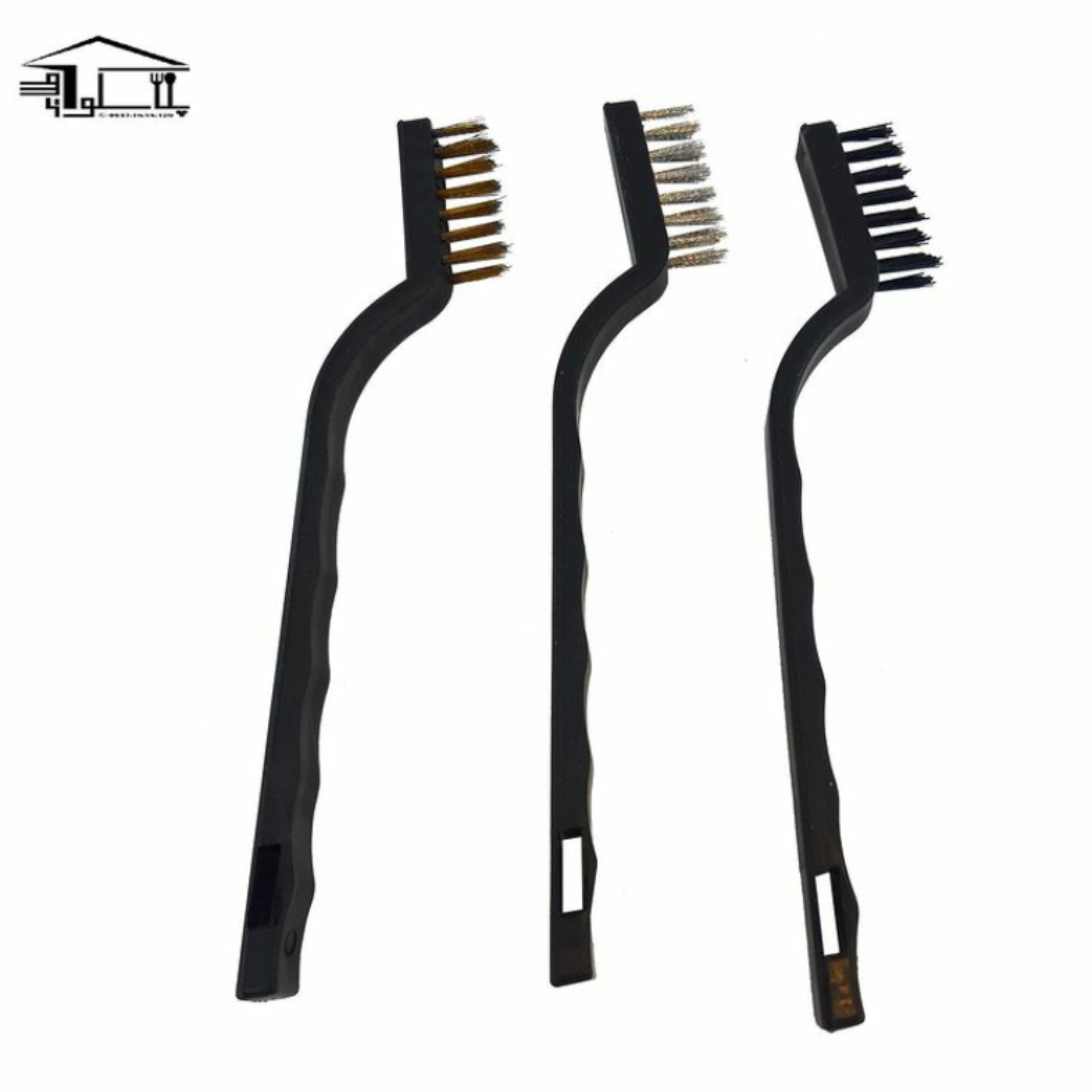 فرچه سیمی 3تایی با سه سر مختلف در سه رنگ مناسب پاک کردن چربی ها کوچک