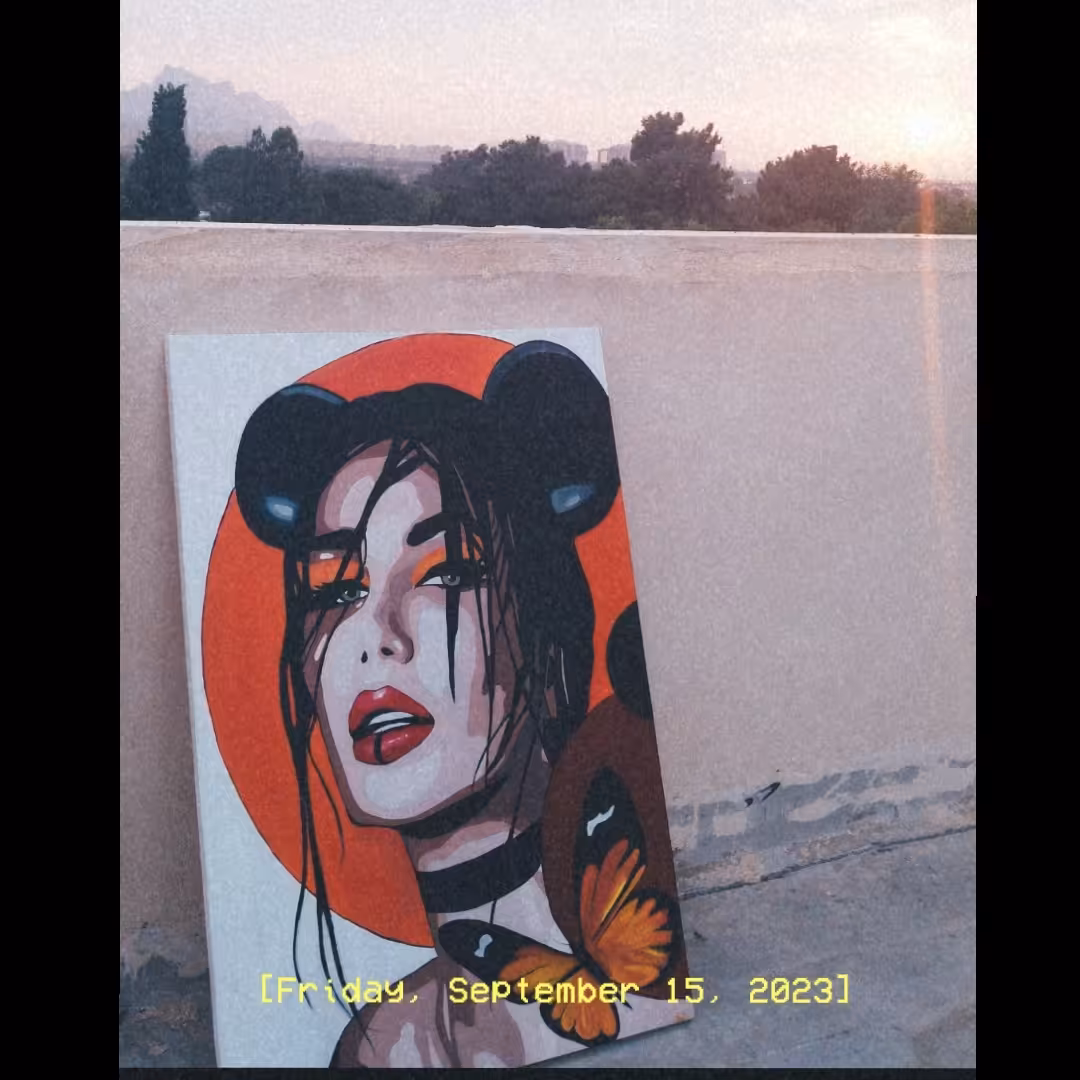 تابلو مدرن طرح دختر نارنجی