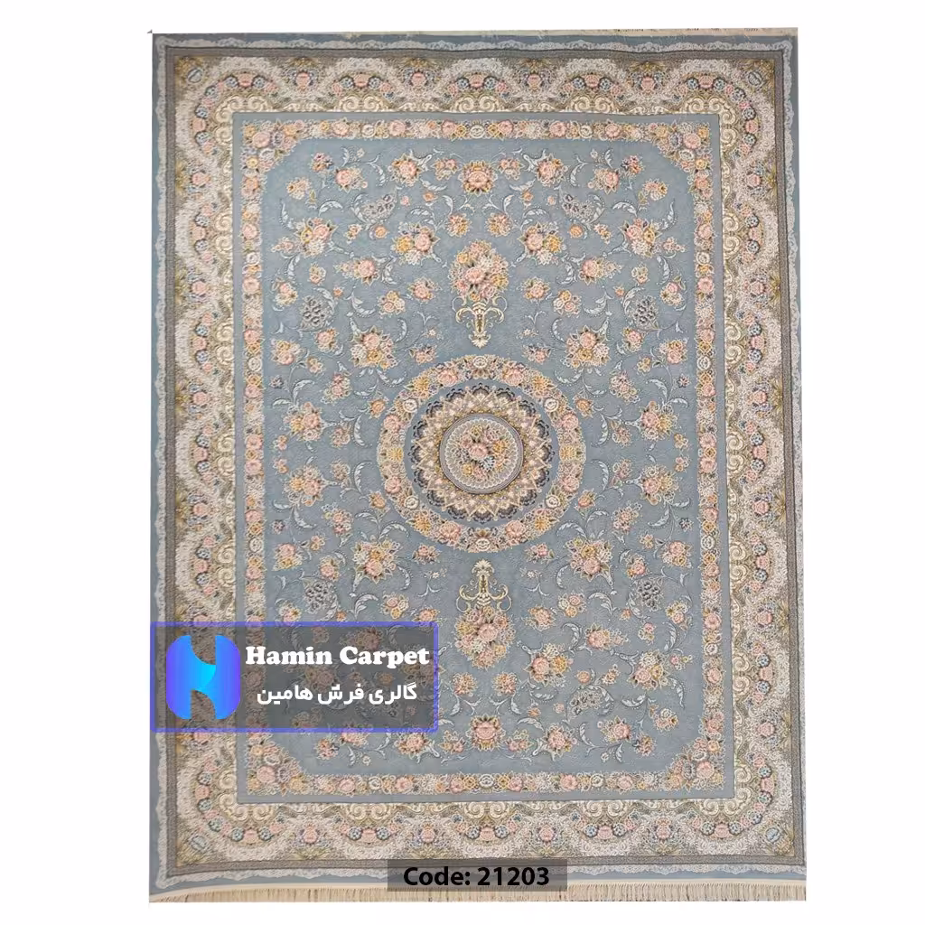 فرش 9 متری 1200 شانه تراکم 3600  نخ اکلریک گل برجسته کد AR21203