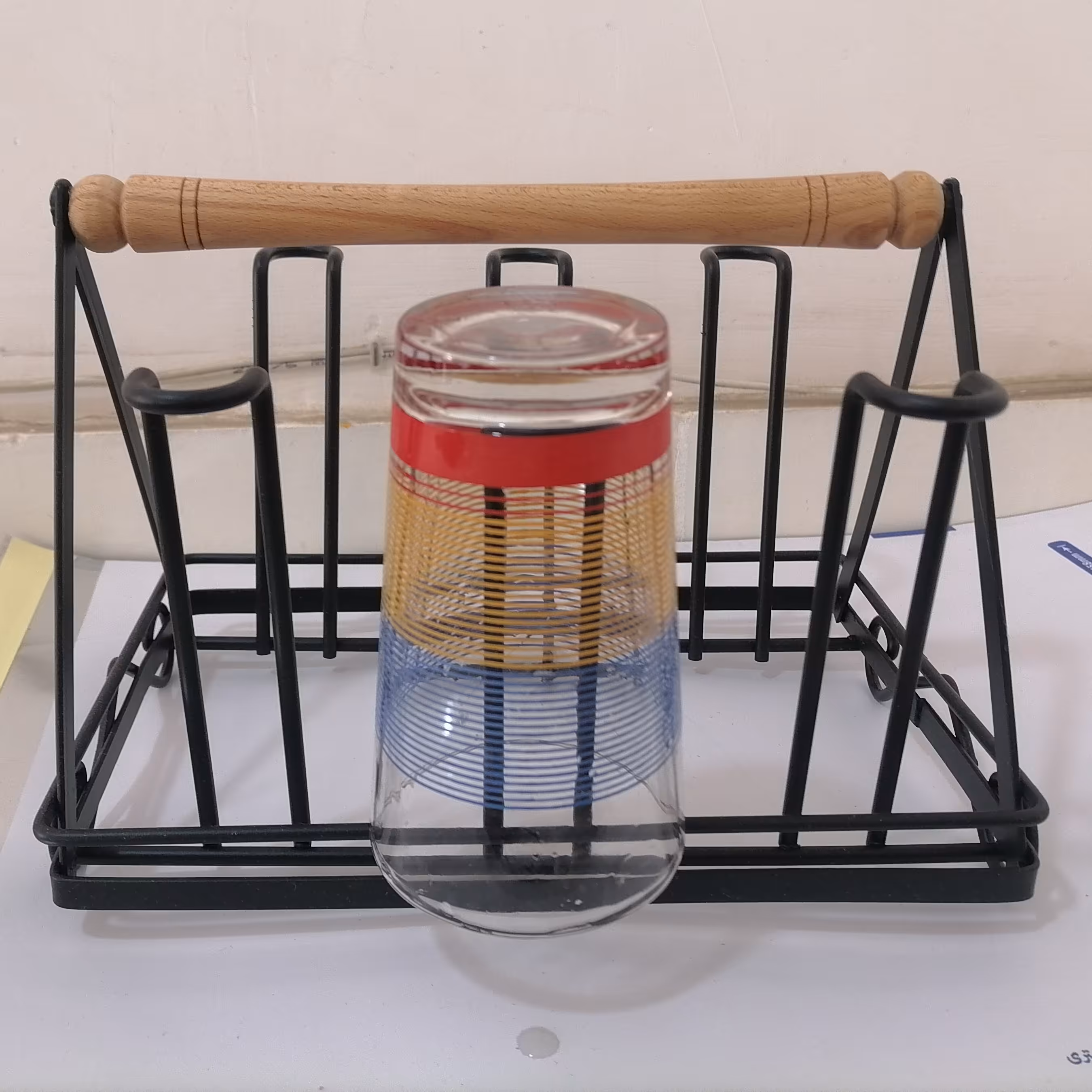 جا لیوانی رومیزی  با دسته چوبی 