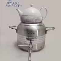 کتری قوری نزاز کد 3015----- 4/5 لیتر ترک ورق یک میل دسته استیل  