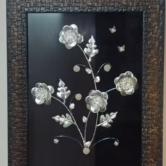 تابلو گل نقره