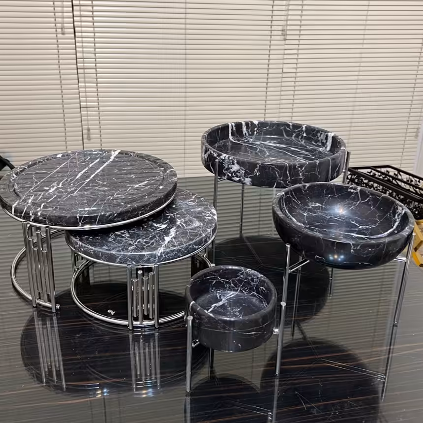 ظروف سنگی پذیرایی استند دوتایی میوه اجیل و شکلات 