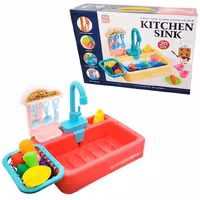 اسباب بازی سینک ظرفشویی خارجی با پمپ آب و میوه و لوازم آشپزخانه