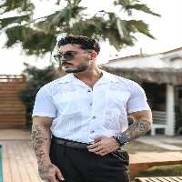 پیراهن / بلوز دکمه دار سفید مردانه جیب جزئیات گردن آپا OUTFİT MAN