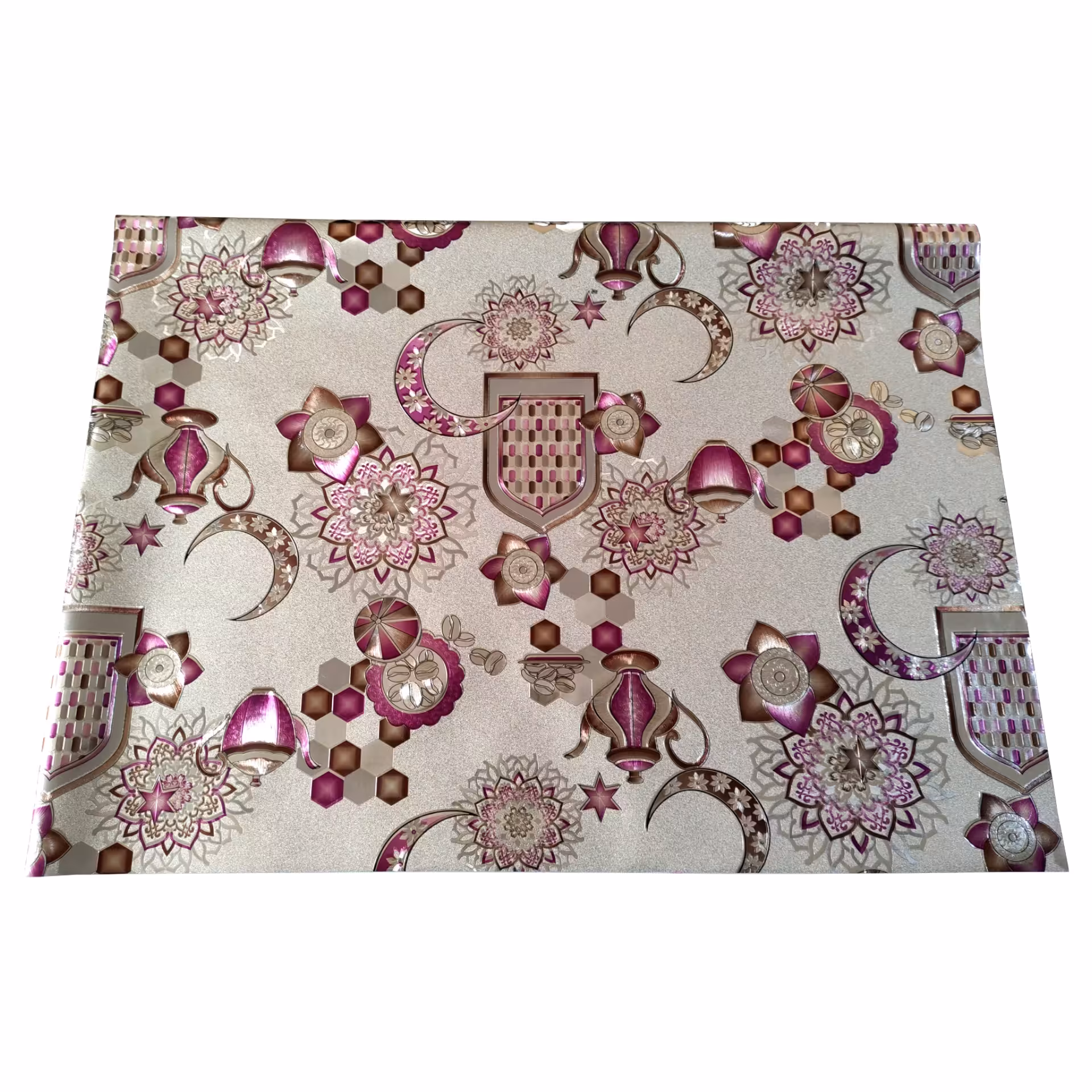 سفره طلاکوب عرض 140 طرح بنفش