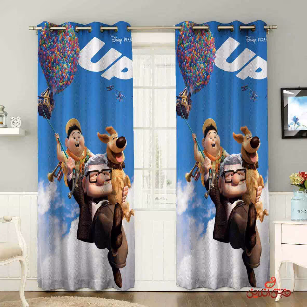 پرده 2عددی کودک طرح بالا up کد 2602