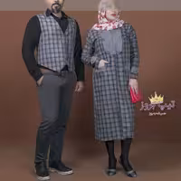 ست زوج صبا- ست خانم و آقا- ست دو نفره- مانتو پشمی- ست کاپلی- ست زن مرد-جلیقه-  تیپ به روز- تیپ بروز 