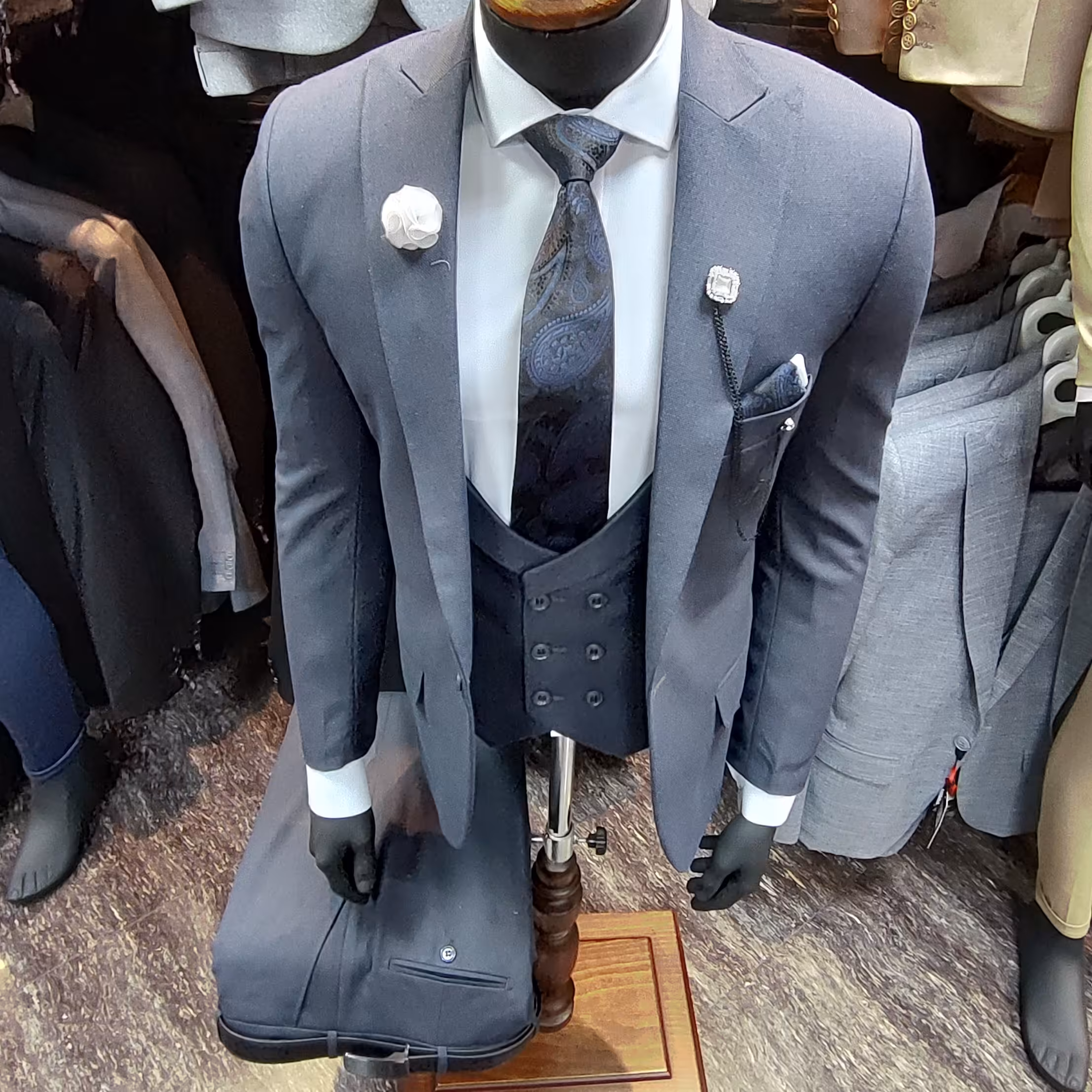 کت و شلوار  جودن 2نخ سرمه ای طوسی اسلیم فیت با  ارسال رایگان 