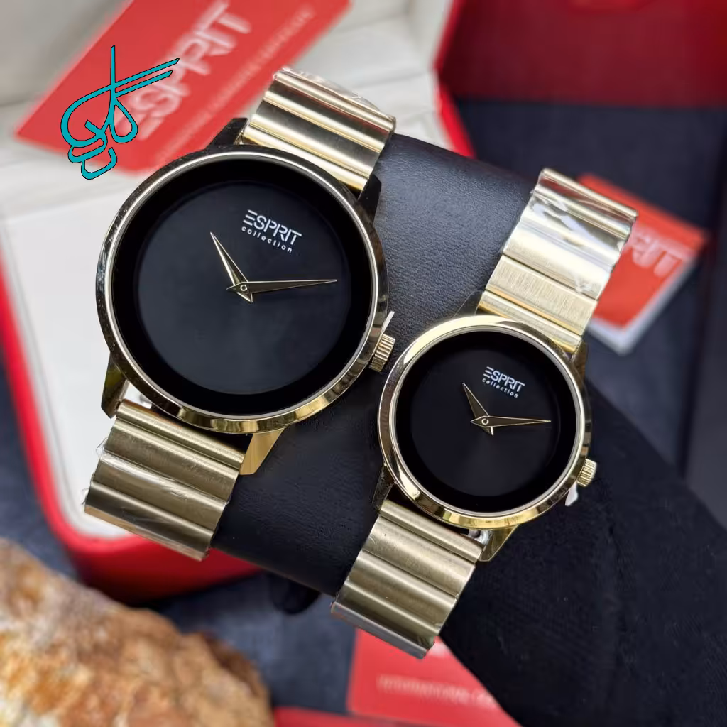 خرید ست ساعت زنانه و مردانه کریستالی مارک اسپریت موتور ژاپن کیفیت عالی جنس استیل رنگ ثابت و ضدحساسیت کد 2116870 - ردگل