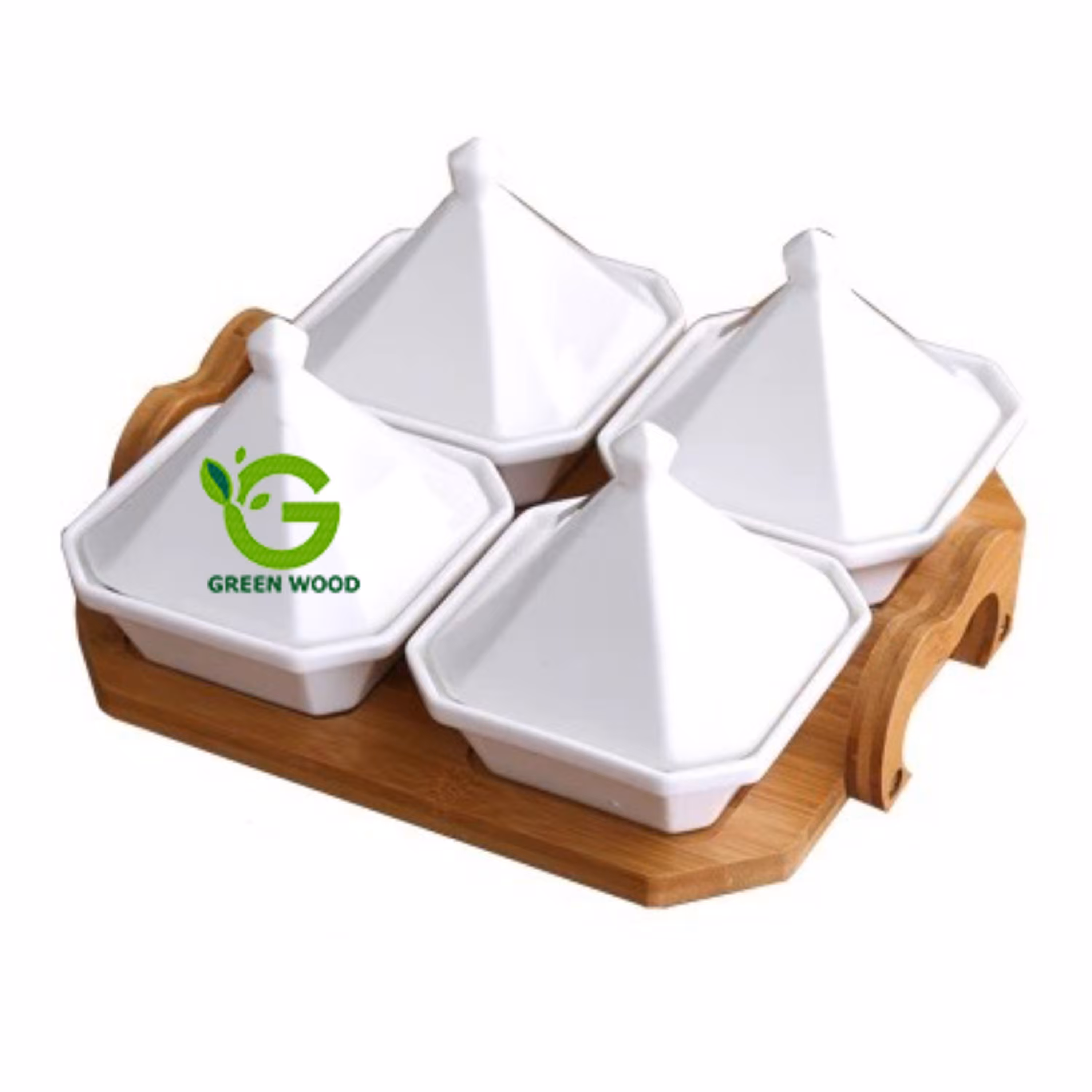 ظرف اردو خوری 4 خانه چوبی بامبو سرامیک (ظروف سرو و پذیرایی) مدل JA7105 کد Gw142701001