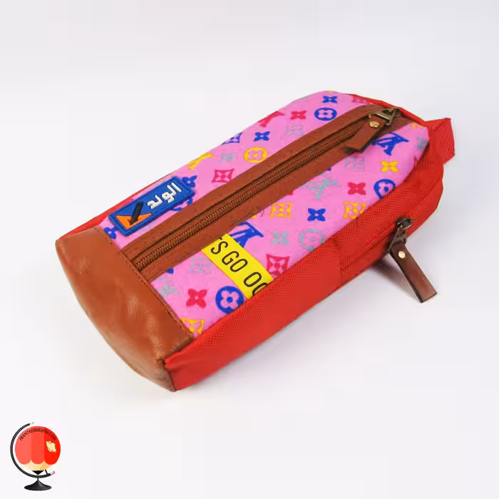 جامدادی اسپرت دو زیپ طرح لویی ویتون صورتی الوند