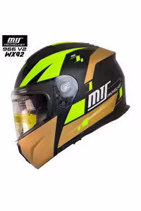 کلاه کاسکت موتورسیکلت چند رنگ موتور 966 Wx92 Jaw Open Matt مشکی Neon ایمنی طلا ام تی اس MTS