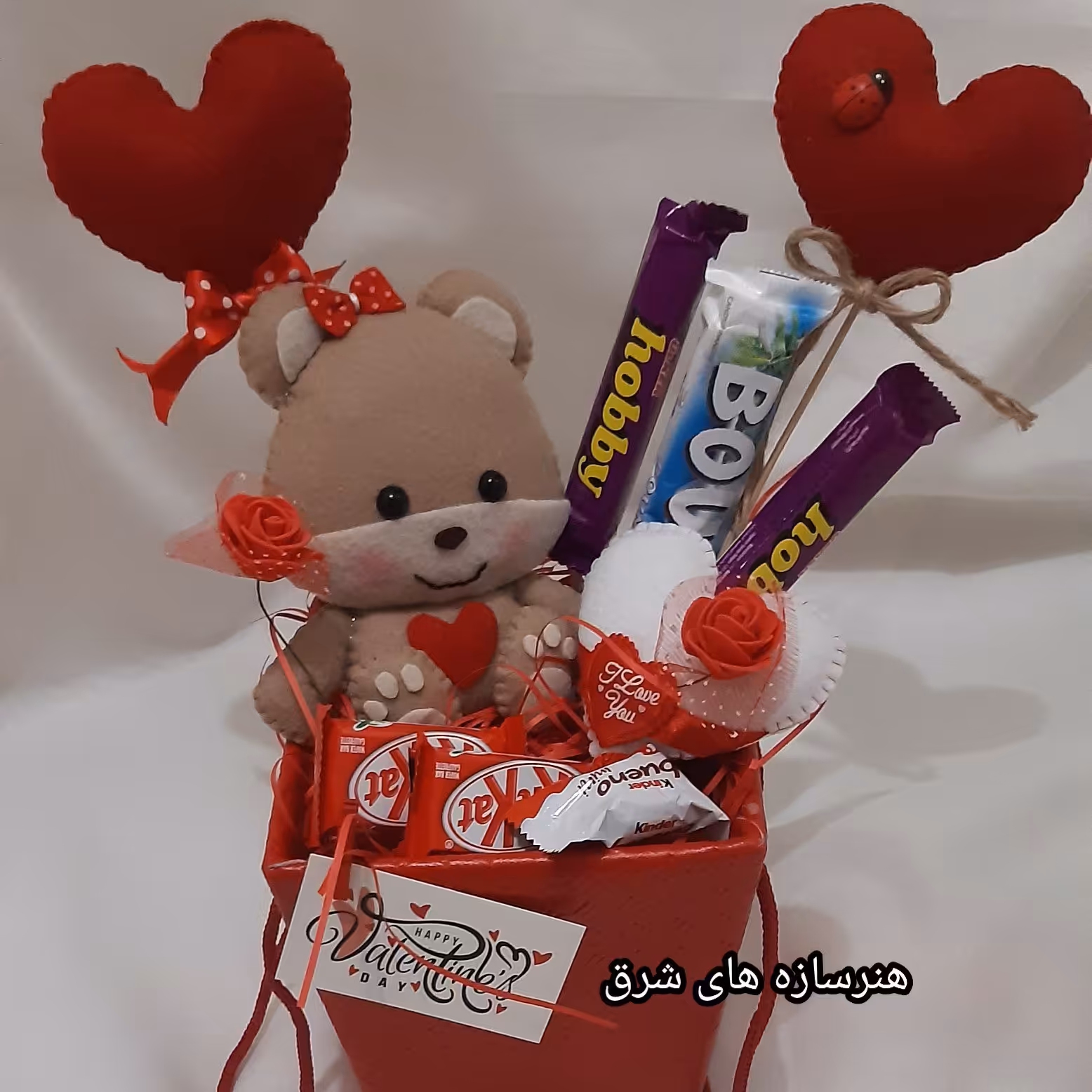 باکس ولنتاین با شکلات خارجی و خرس نمدی