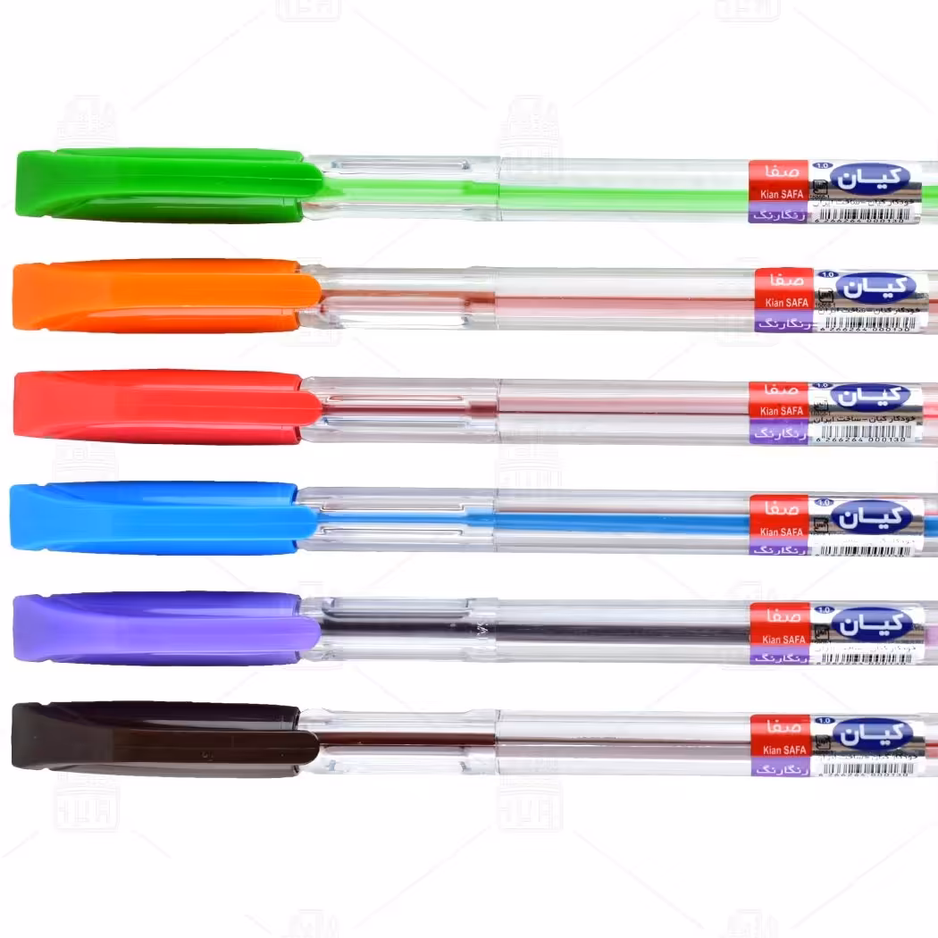 خودکار کیان صفا 6 رنگ با قاب پلاستیکی 1.0 با طول نوشتار 1400 متر 