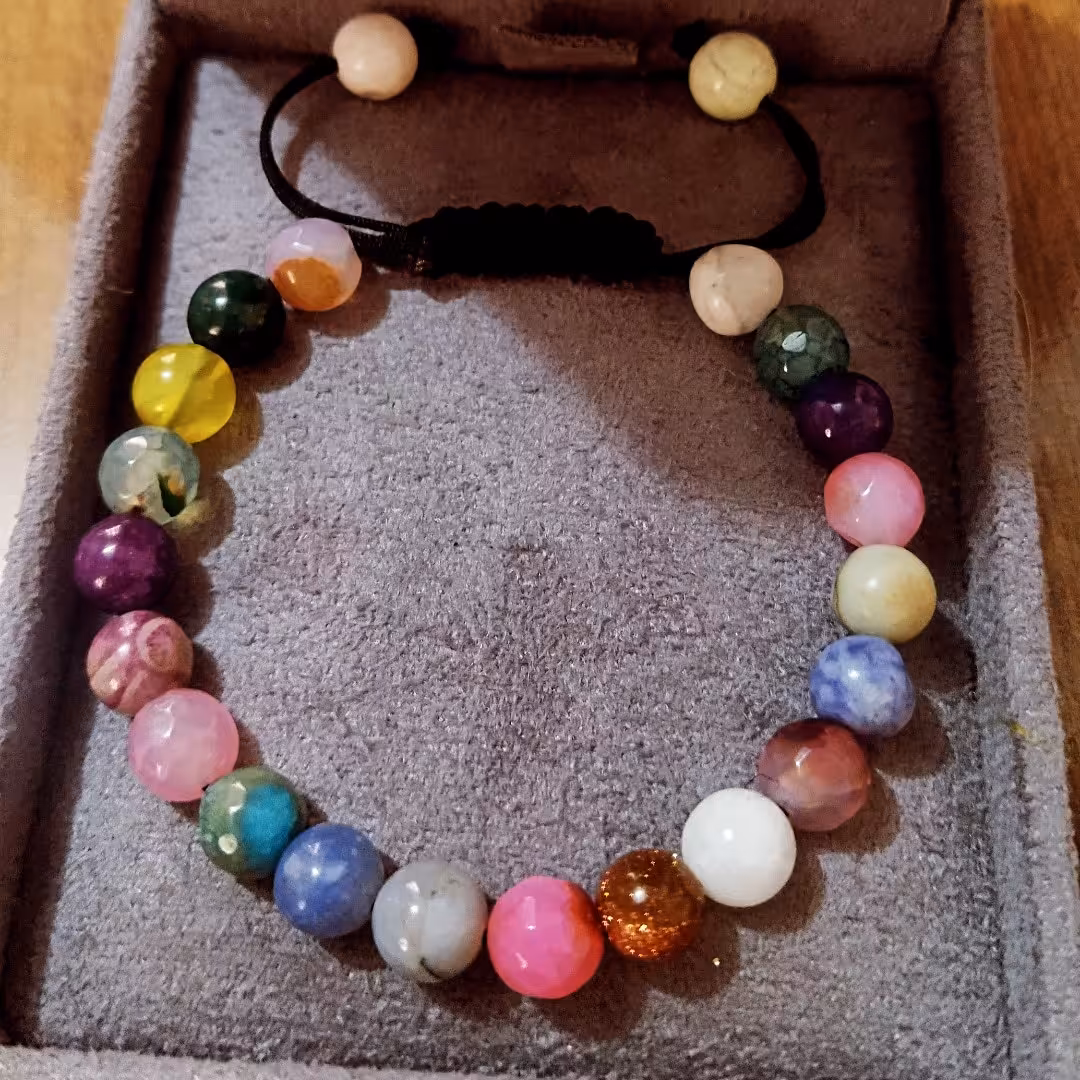 دستبندسنگ سیترین باپلاک استیل آبکاری طلا