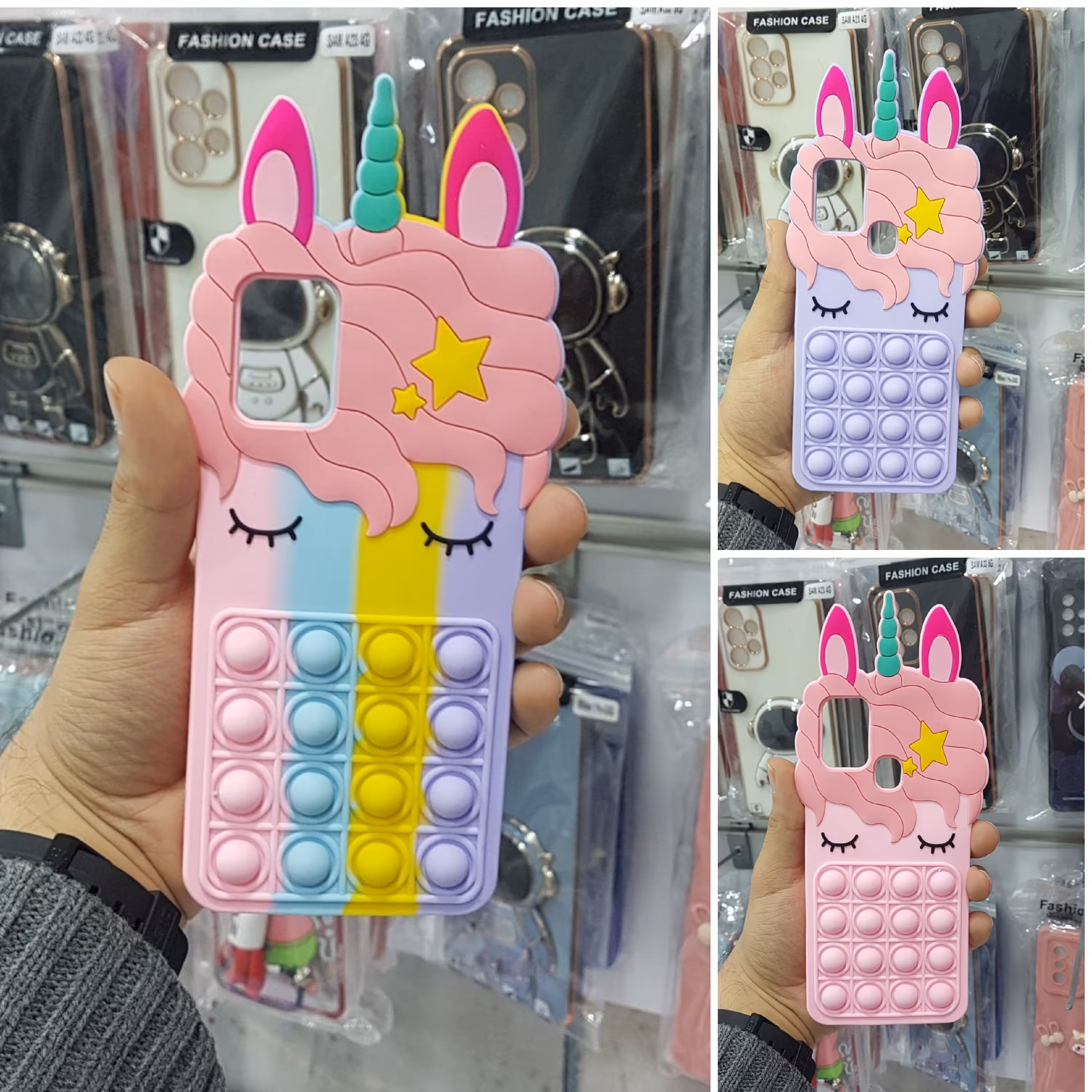 قاب پاپ ایت یونیکورن  سامسونگ و شیائومی - رنگین کمان ، صورتی  و بنفش