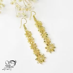 گوشواره آویز طرح طلا تمام تراش